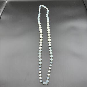Kenneth Cole New York Necklace Gold Tone Blue and White Beaded Chunky Necklace